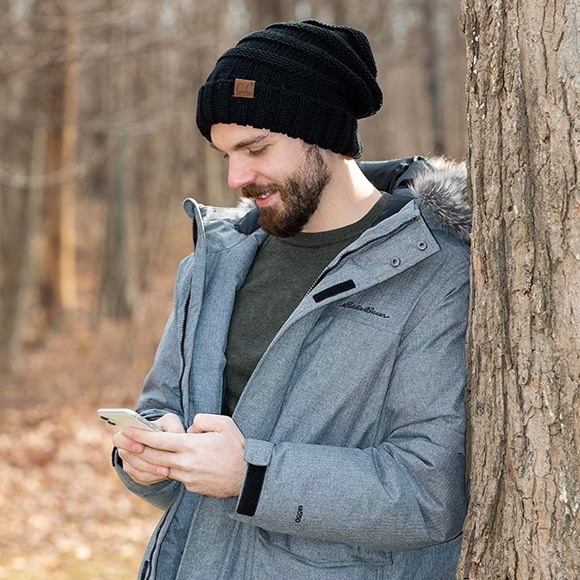 C.C Funky Trendy Warm Oversized Chunky Soft Oversized Cable Knit Beanie, Grey - Picture 4 of 5